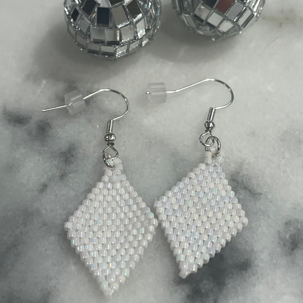 Handmade Alabaster Pearl Beaded Earrings